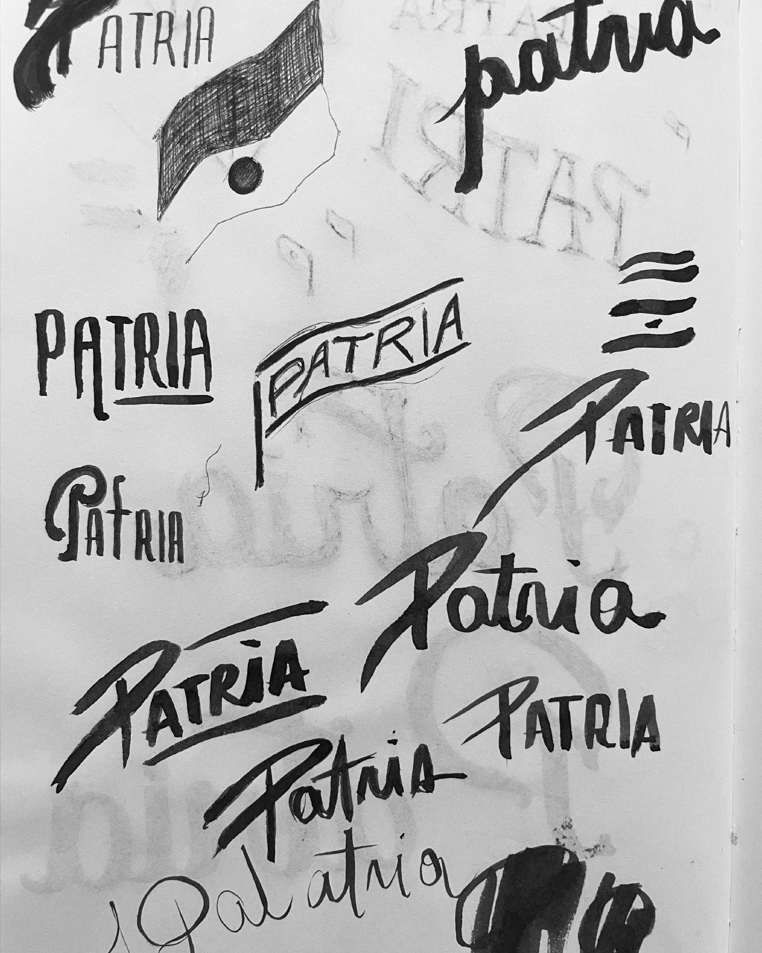 Patria - Bocetos de lettering para el logo